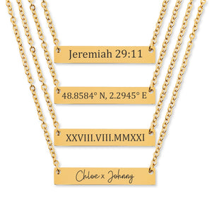 Angel Number Custom Horizontal Bar Necklace