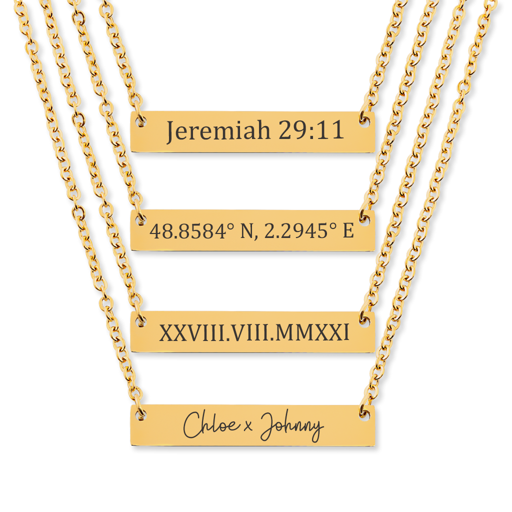 Custom Horizontal Bar Name Necklace